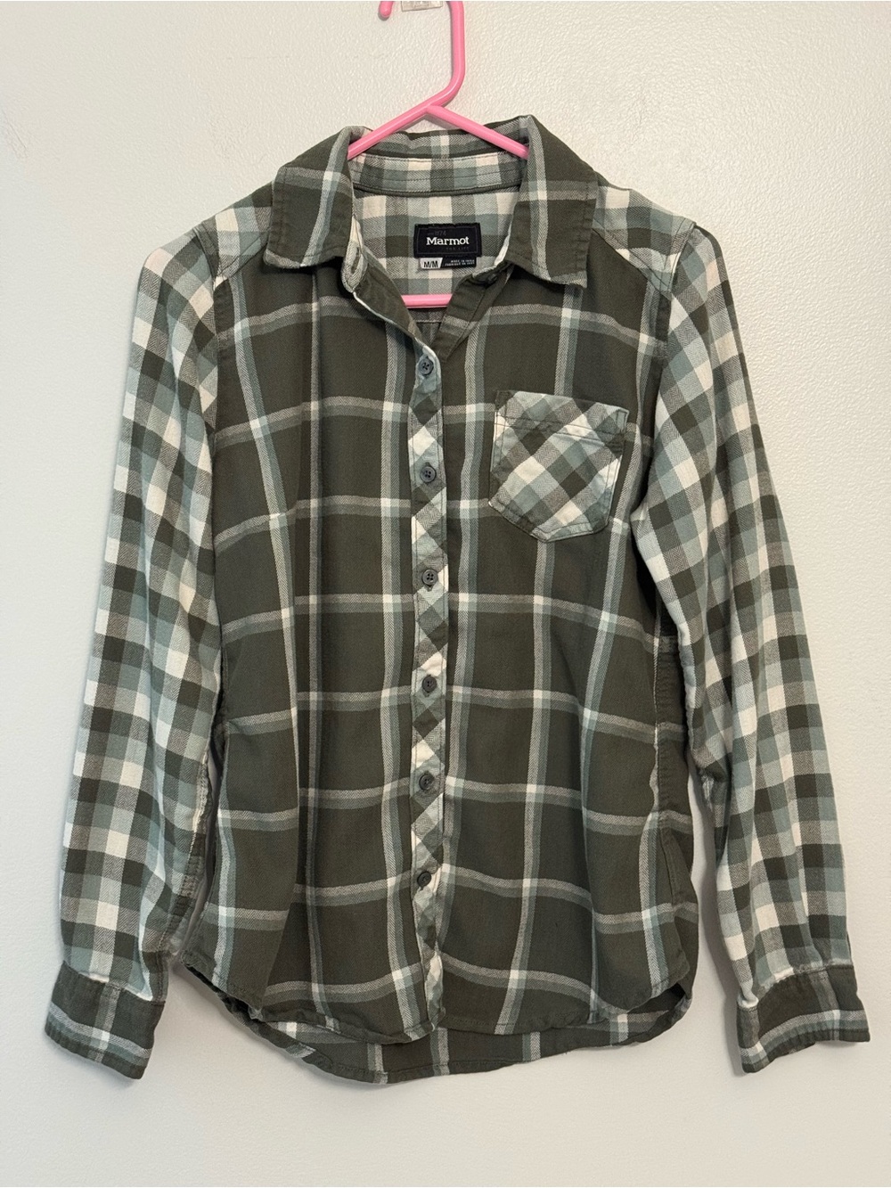Marmot Olive & Cream Plaid Lightweight Button-Down